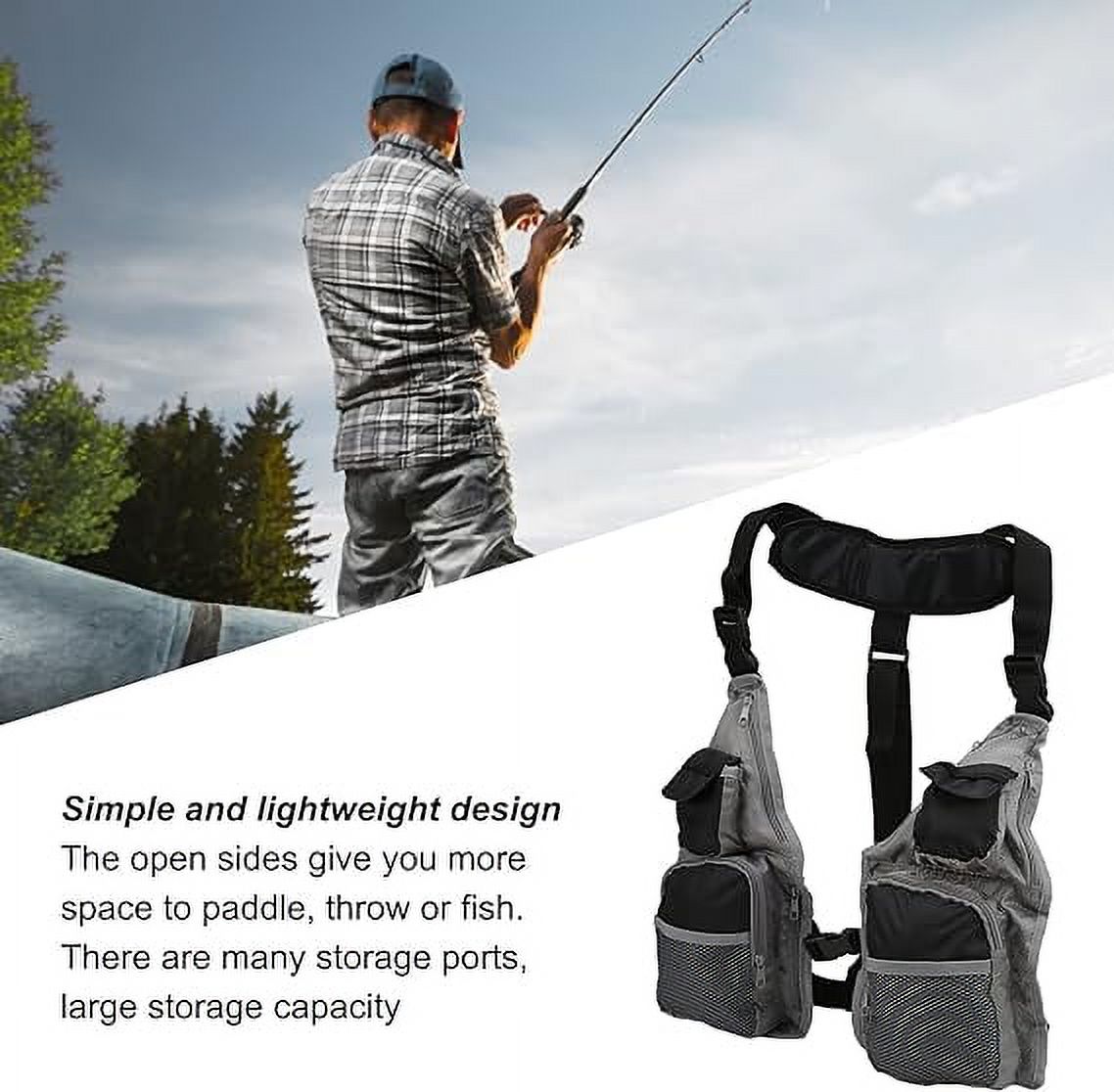 Fly Fishing Vest, Multiple Pockets Fishing Vest, Quick Dry Net Vest, Lightweight Robust Fly Fishing Vest for Storing Fishing Gear and Tools
